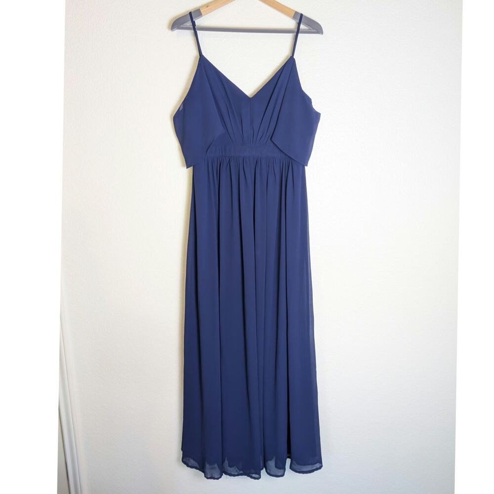 Lulus Ways Of Desire Blue Chiffon Flutter Sleeve Maxi Dress Women Size M Formal - Picture 2 of 10